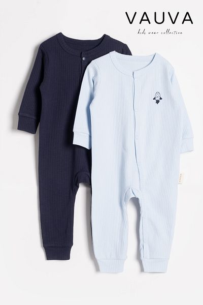 Vauva 2-Piece Snap-On Jumpsuit Pajamas Long Sleeve Seasonal Baby Kids Embroidered Jumpsuit