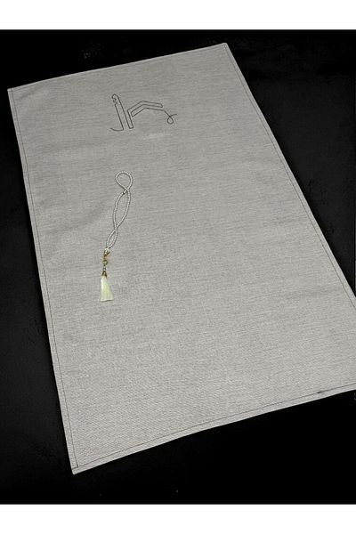 AYHANHOME Minimal Kaaba Embroidered Linen Prayer Rug Prayer Mat Dowry Gift