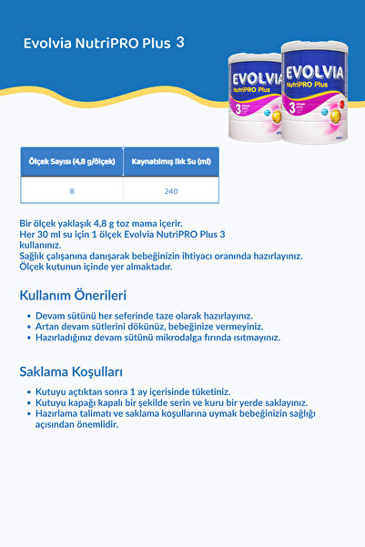 Evolvia Nutripro Plus 3 Devam Sütü 800 gr X 2 Adet
