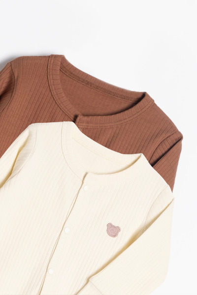 Vauva 2’li Çıtçıtlı Tulum Pijama Uzun Kollu Mevsimlik Bebek Çocuk Nakışlı Tulum