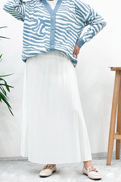 Tesettür Dünyası Fustă plisată Tsd221001 Alba