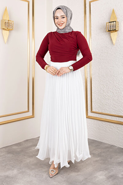 Tesettür Dünyası Lisa Flounce Skirt Tsd 250144   White Model
