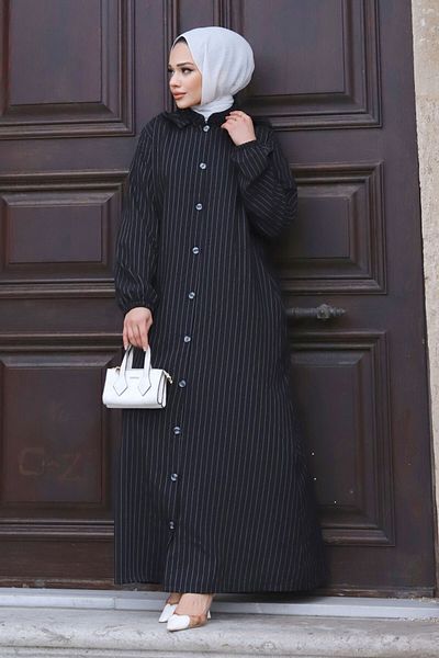 Tesettür Dünyası Plus size odnímateľná zapínacia Ferace TSD240219 čierna