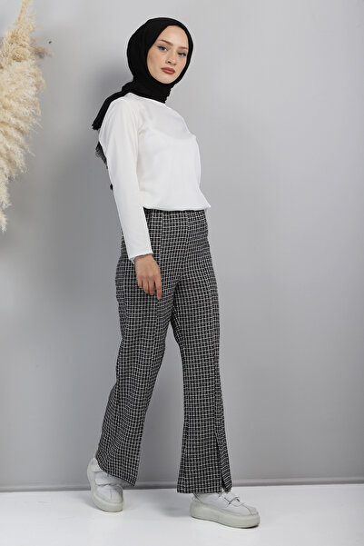 Tesettür Dünyası Παντελόνι με σχιστό πόδι Tsd220705 Μαύρο