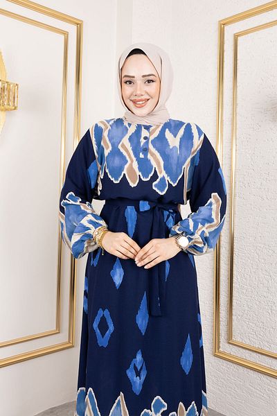 Tesettür Dünyası Φόρεμα Hijab σε μπλε ναυτικό χρώμα TSD250143
