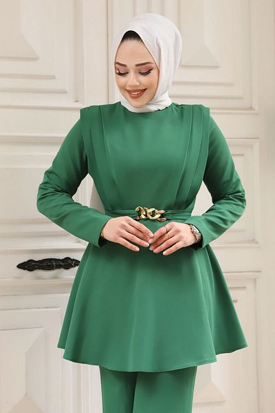 Tesettür Dünyası Chain Belted Crepe Suit TSD240305
