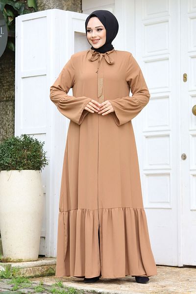 Tesettür Dünyası Λαβή με κολάρο σφονδύλου Λεπτομερές Hijab Ferace TSD240244