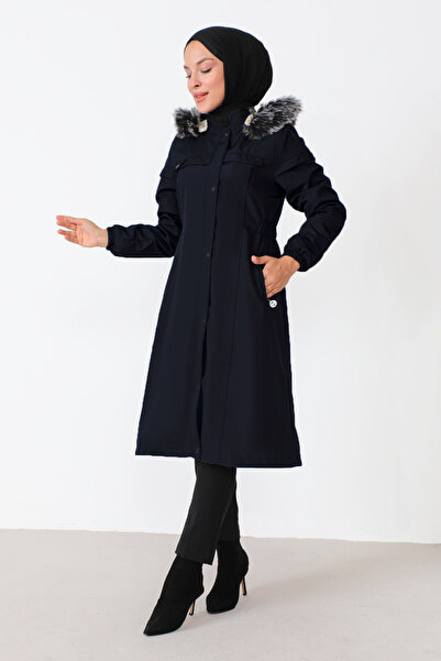 Tesettür Dünyası Пальто з еластичною талією TSD230818 Navy Blue