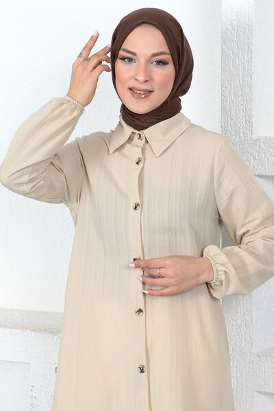 Tesettür Dünyası Dlouhá tunika Tsd230359 béžová