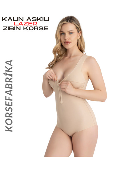 korsefabrika trend mood store Thick Strap Laser Gatherer Snap Fastener Badi Bodysuit Corset