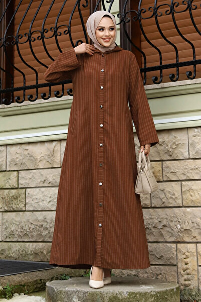 Tesettür Dünyası Czapka zapinana na guziki Ahsen TSD240103 Brązowa