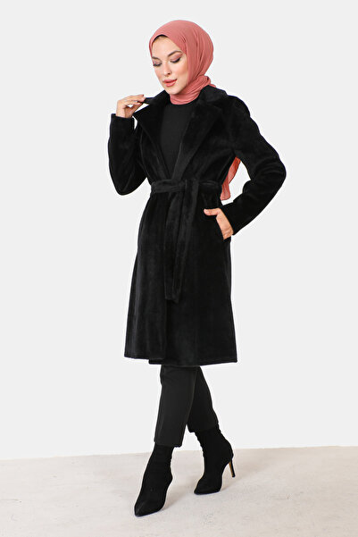 Tesettür Dünyası Liščí kabát do pasu TSD230917 černý