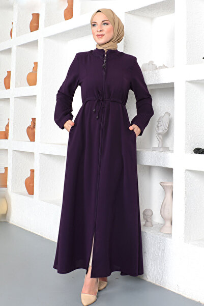 Tesettür Dünyası Prune Hijab Ferace - Talie legată, Tsd 230342