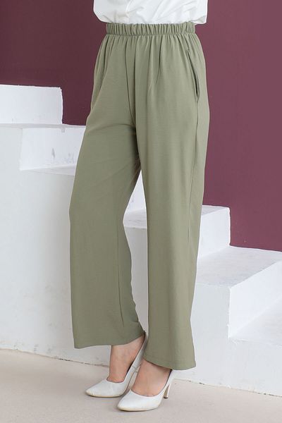 Tesettür Dünyası Pocketed Ayrobin Trousers Tsd230506 Green
