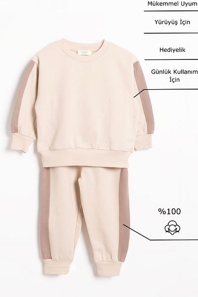 Vauva Basic Stripe Detailed Sweatshirt Set Girl Boy Set