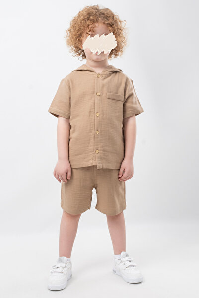 Vauva Boy's 100% Cotton Muslin Door Suit with 2 Pieces and Buttons