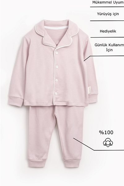Vauva Baby Girl and Boy Pajamas Set 100% Cotton Front Button Nightgown Set