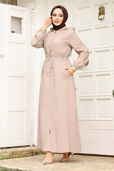 Tesettür Dünyası Μπεζ Hijab Ferace - Hooded, Rope Gather, Tsd 240239