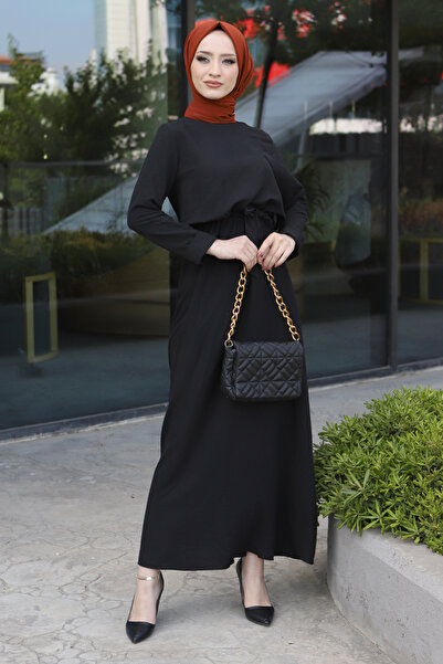 Tesettür Dünyası Φόρεμα Ayrobin Long Hijab Tsd220540 Μαύρο