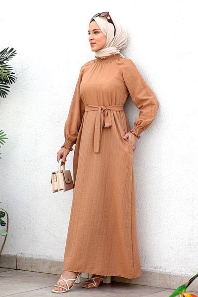 Tesettür Dünyası Gipe Λεπτομερές Φόρεμα Hijab Tsd221204 Μαύρισμα