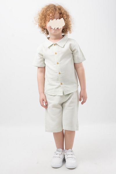 Vauva Muslin Shirt Suit Shorts Suit 2 Piece Suit Buttoned 100% Cotton Kids Suit
