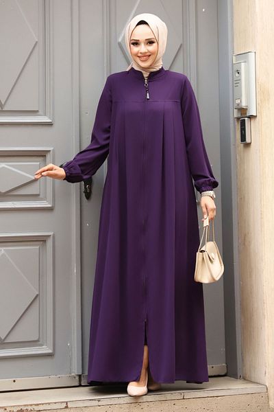 Tesettür Dünyası Μωβ Hijab Ferace - Ελαστικός βραχίονας, TSD230334