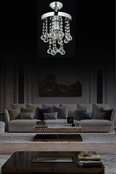 İstanbul Avize Istanbul Avize Biga Tekli Gümüş Sarkıt Taşlı Avize