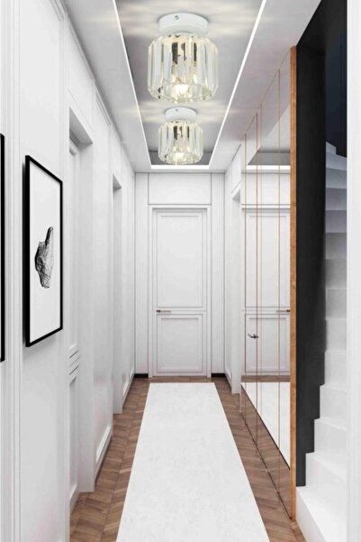 İstanbul Avize Plafonyer Tavan Beyaz Y-10 Kristal Taşlı Avize