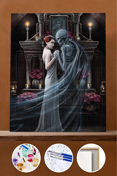 Pastelya Sayılarla Boyama Seti Çerçeveli Kasnaklı Ölü Sevgili  50 x 65 cm