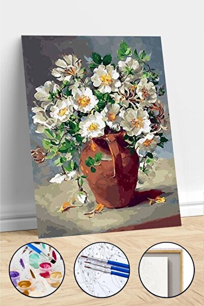 Pastelya Sayılarla Boyama Seti Çerçeveli Kasnaklı Düşler Çiçeği 40x50