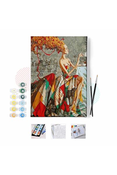 kendinyaphobi Sayılarla Boyama Seti Çerçeveli Kasnaklı Renkli Elbise 2 50 X 6...