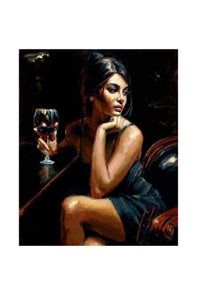 Pastelya Sayılarla Boyama Seti Çerçeveli Kasnaklı Kadının Bakışı 40 x 50 Cm