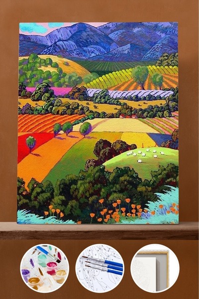 Pastelya Sayılarla Boyama Seti Çerçeveli Kasnaklı Doğa Renkleri 1 50 X 65 Cm