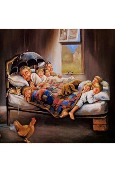 Pastelya Sayılarla Boyama Seti Çerçeveli Kasnaklı Mutlu Aile 60 X 75 Cm