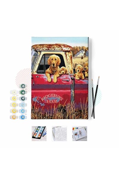 kendinyaphobi Sayılarla Boyama Seti Çerçeveli Kasnaklı Yavru Köpekler Kamyone...