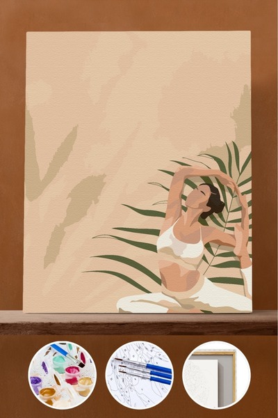 Pastelya Sayılarla Boyama Seti Çerçeveli Kasnaklı Yoga 3 40x50 cm