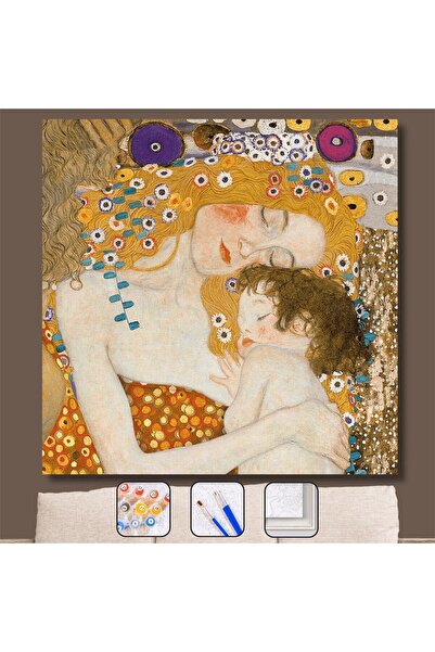 Pastelya Sayılarla Boyama Seti Çerçeveli Kasnaklı Van Gogh Anne Ve Bebeği 40x...