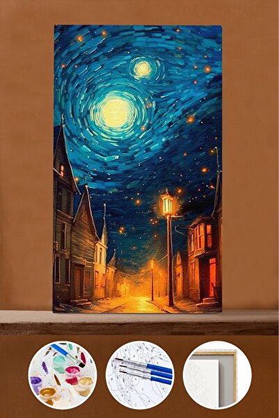 kendinyaphobi Sayılarla Boyama Seti Çerçeveli Kasnaklı Yıldızlı Kasaba 40 x 5...