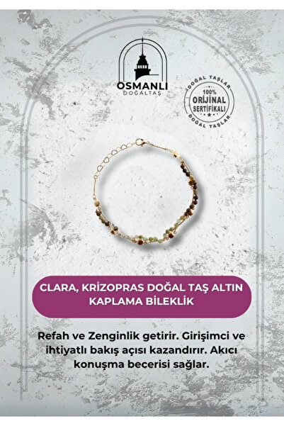 OSMANLI DOĞAL TAŞ Clara, Krizopras Doğal Taş Altın Kaplama Bileklik