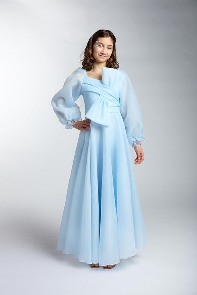 Mutlu City Βραδινό φόρεμα για κορίτσια/εφήβους New Fashion Shiny Fabric Full Fit μακρυμάνικο βραδινό φόρεμα 5541