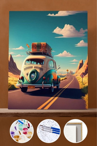 Pastelya Sayılarla Boyama Seti Çerçeveli Kasnaklı Seyahat 50x65 cm