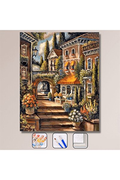 Pastelya Sayılarla Boyama Seti Çerçeveli Kasnaklı Madamın Bahçesi 50x65 Cm