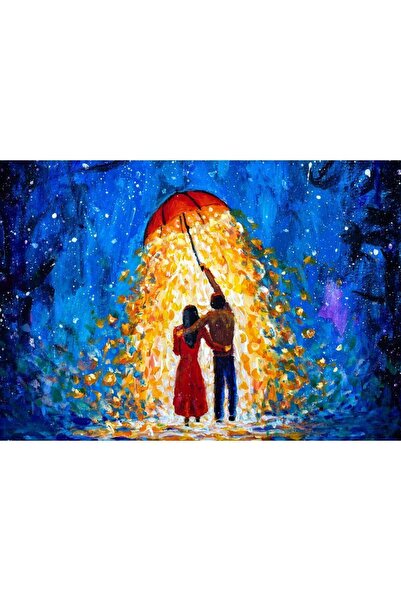 Pastelya Sayılarla Boyama Seti Çerçeveli Kasnaklı Bereket Yağmuru 40x50