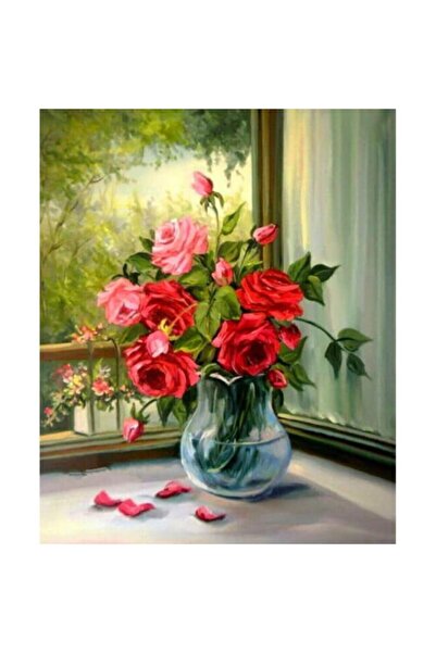 Genel Markalar Gül Yaprakları Sayılarla Boyama Seti Çerçeveli Kasnaklı