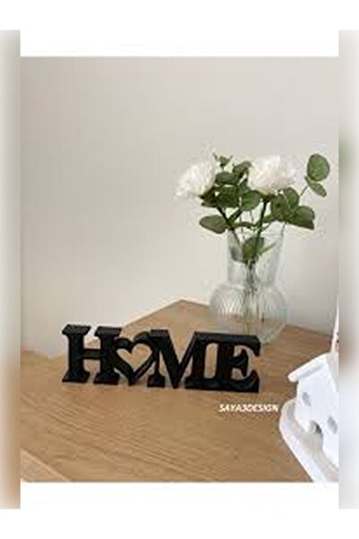 Genel Markalar Home Yazılı 19 CM Dekoratif Biblo Ve Masaüstü Dekor Siyah