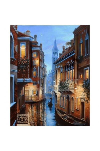 Pastelya Sayılarla Boyama Seti Çerçeveli Kasnaklı Venedik Evleri 2  50 x 65 cm