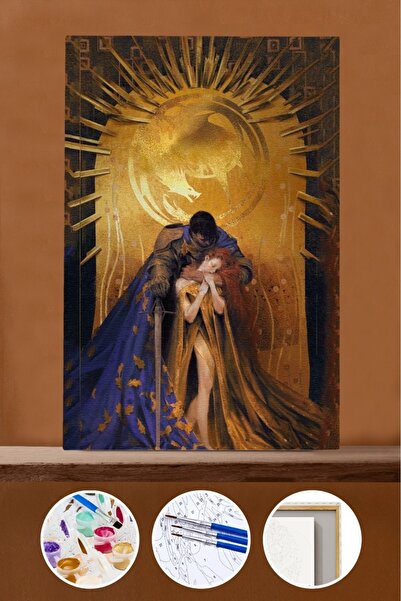 Pastelya Sayılarla Boyama Seti Çerçeveli Kasnaklı Güneş Krallığında Aşk 50x65 cm