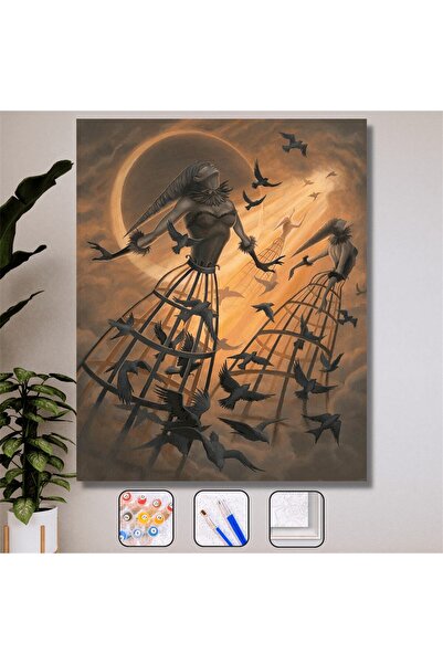 kendinyaphobi Sayılarla Boyama Seti Çerçeveli Kasnaklı Kafesten Kaçış 40x50 Cm
