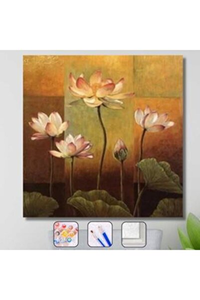 Pastelya Sayılarla Boyama Seti Çerçeveli Kasnaklı Lotus 60 x 75 cm