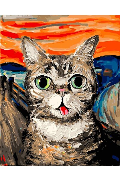 Genel Markalar Sayılarla Boyama Seti Çerçeveli Kasnaklı Kedinin Çığlığı 40x50 Cm